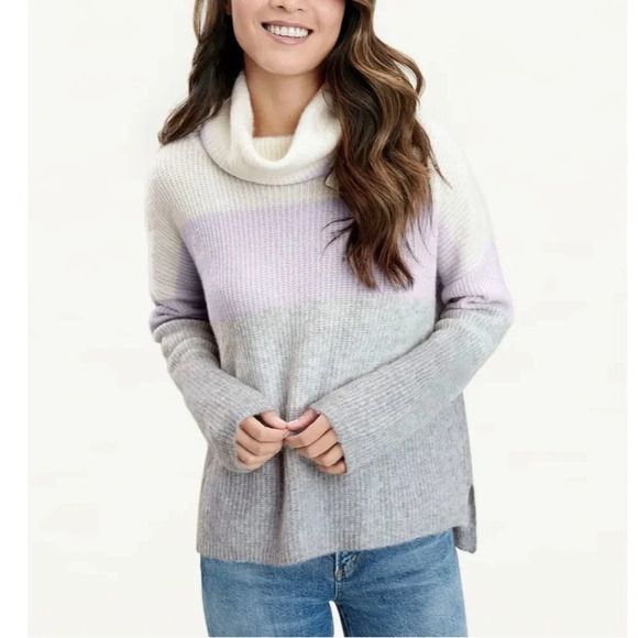 Splendid Funnel Neck Sweater in pink & gray - Picture 1 of 9